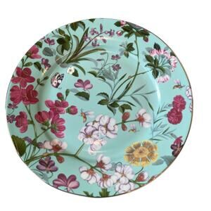 Grace Teaware Fine Porcelain 9in Salad Plates Aqua Blue Floral Set of 4 New